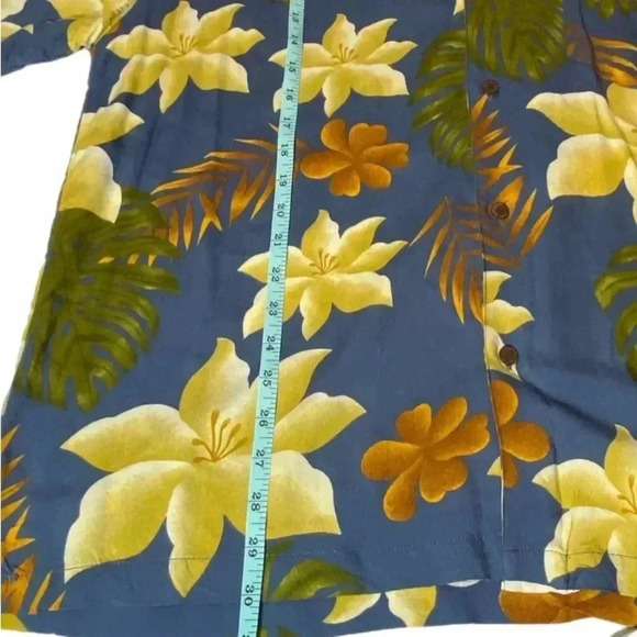 S&D Bahamas Hawaiian Shirt Mens 2XL Blue Yellow Floral Button Up Short Sleeves - Picture 7 of 7